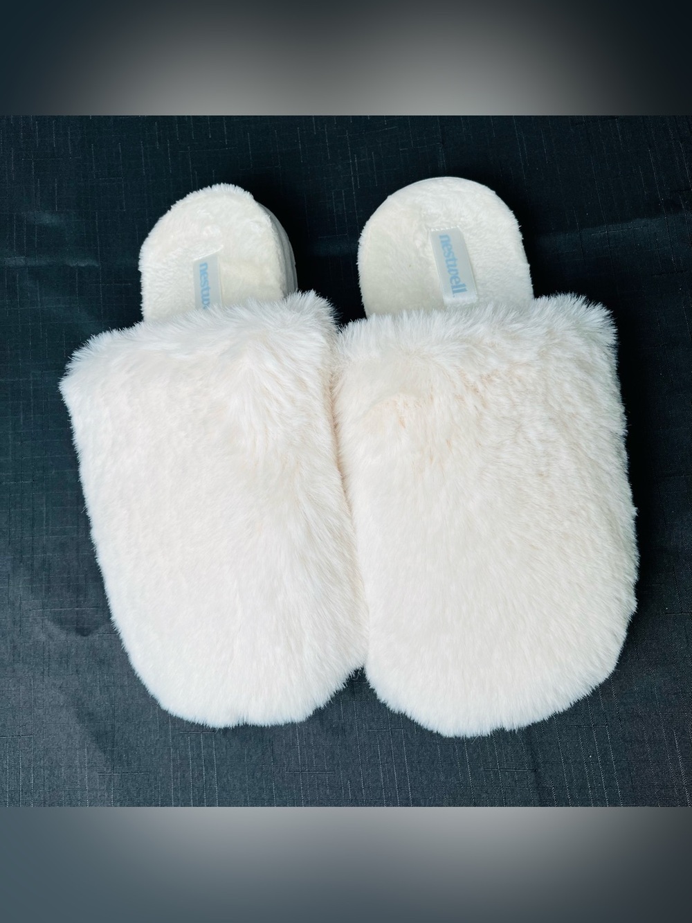 Plush Faux Fur Women's Slip-On Slippers - White